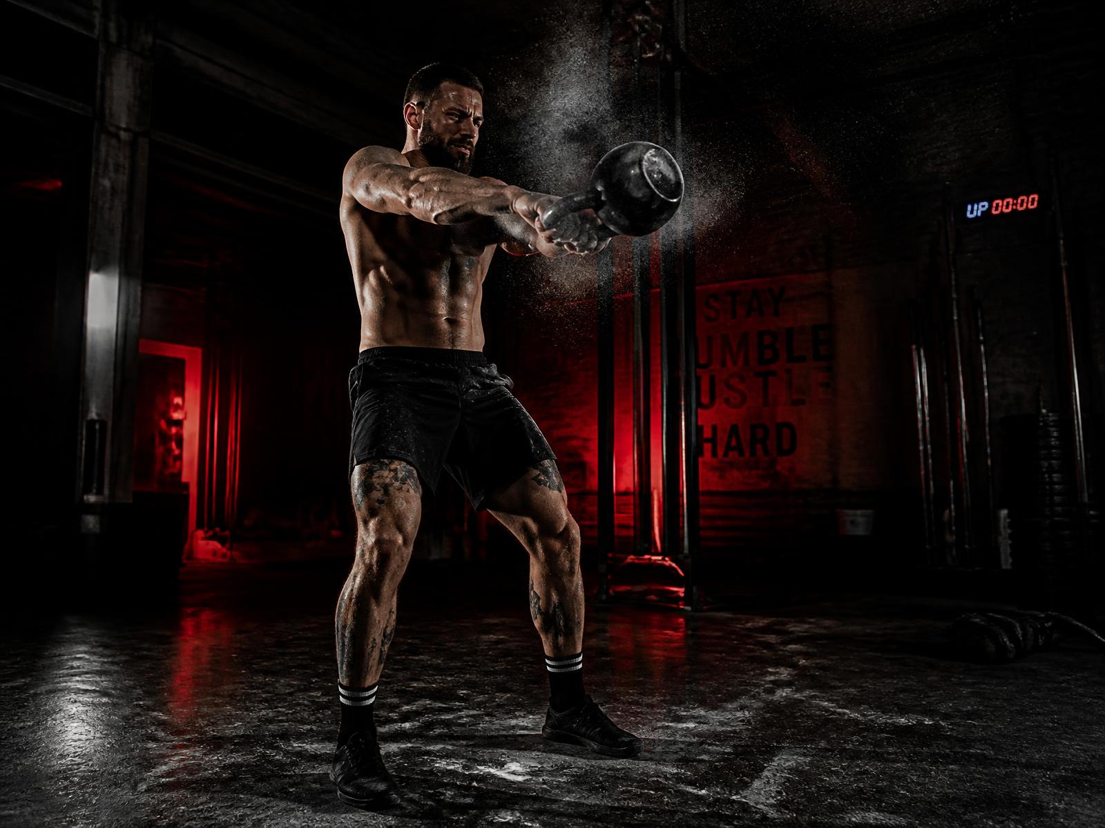 Athlete performing a kettlebell swing at K-Fit Midvaal